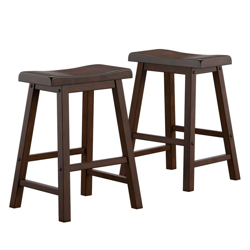Salvador Saddle Seat Counter Stool (Set of 2) by iNSPIRE Q Bold - Warm Cherry