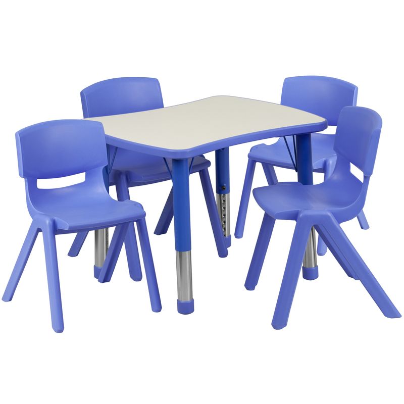 21.875"W x 26.625"L Rectangle Plastic Activity Table Set with 4 Chairs - Blue