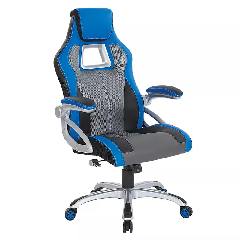 OSP Home Furnishings - Race Gaming Chair - Charcoal Gray/Blue