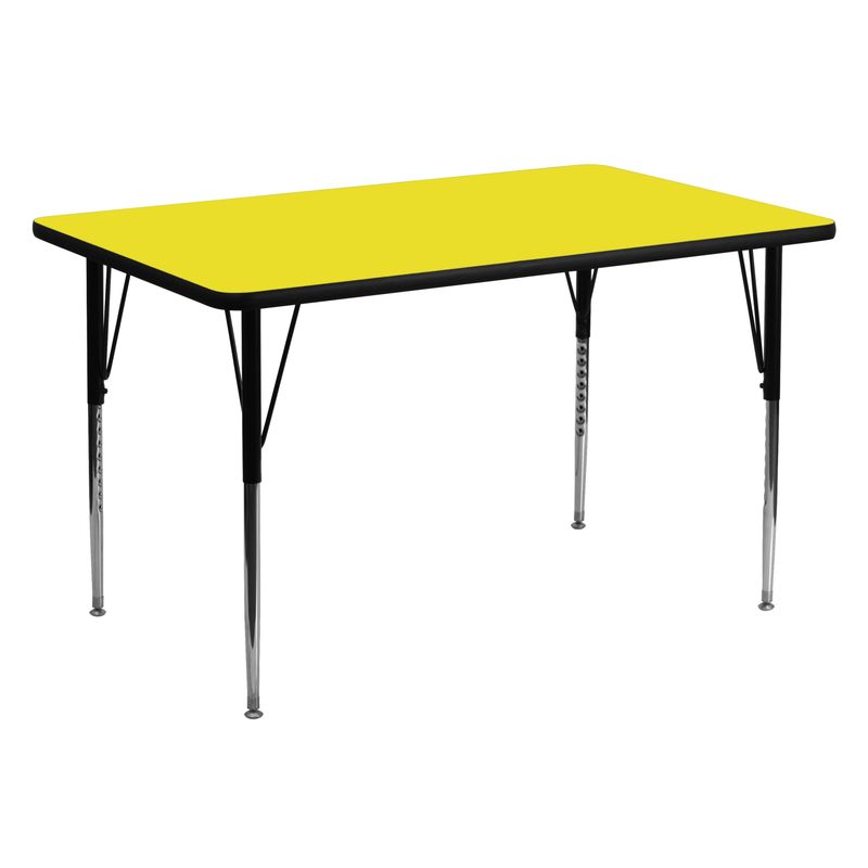 30''W x 60''L Rectangular HP Laminate Activity Table - Adjustable Legs - Red