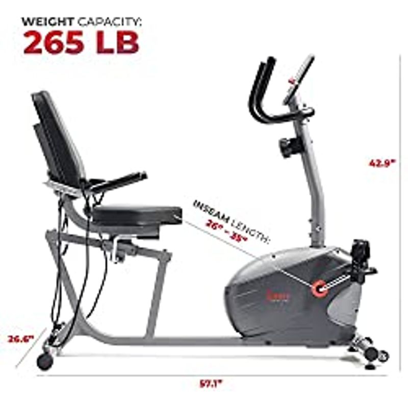 Sunny Health & Fitness Performance Interactive Series Recumbent Exercise Bike with Exclusive SunnyFit App Enhanced Bluetooth...