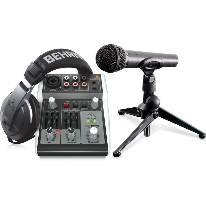 Behringer PODCASTUDIO 2 USB Podcasting Bundle with USB Mixer, Microphone and Headphones