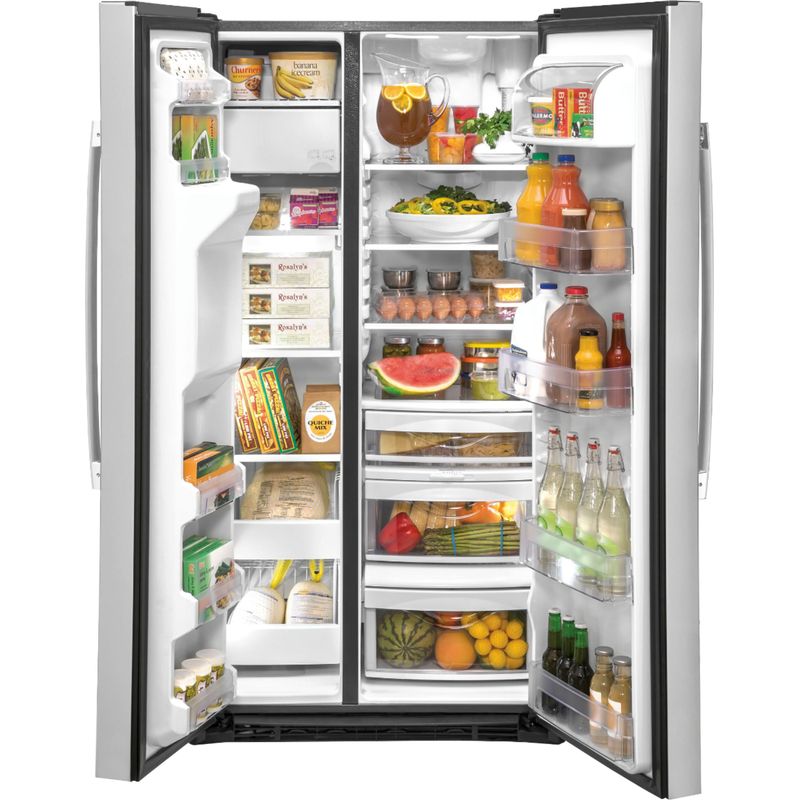 Alt View Zoom 2. GE - 21.8 Cu. Ft. Side-by-Side Counter-Depth Refrigerator - Stainless steel
