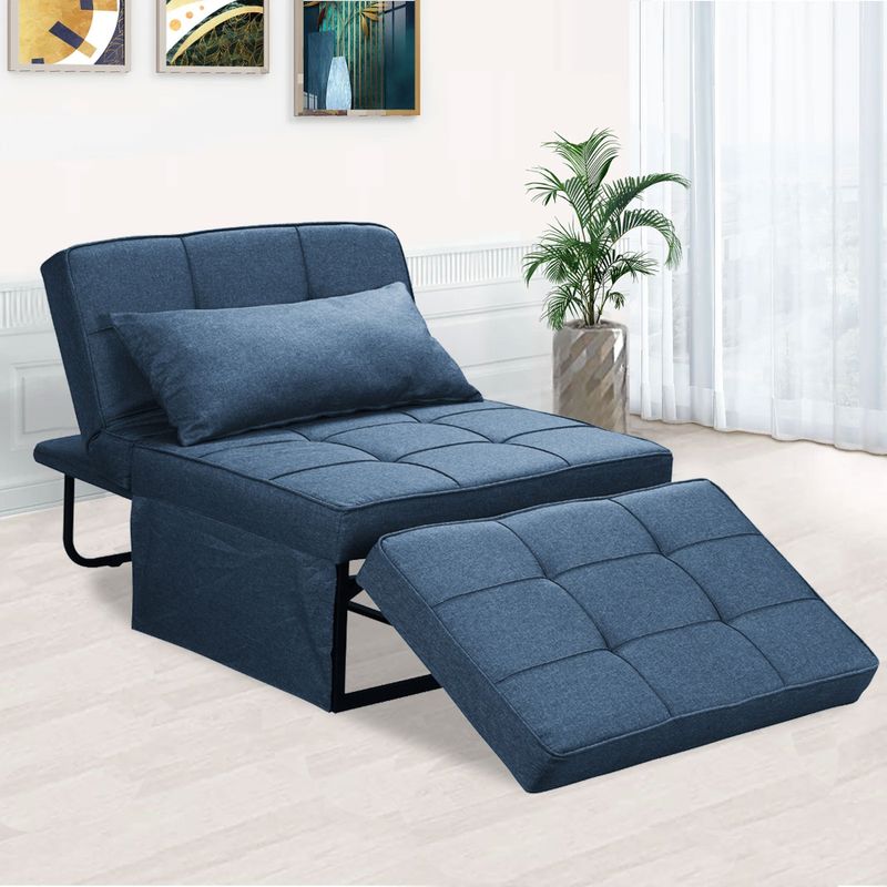 Rent to own Ainfox Reclining Convertible Sofa Bed - Blue - FlexShopper