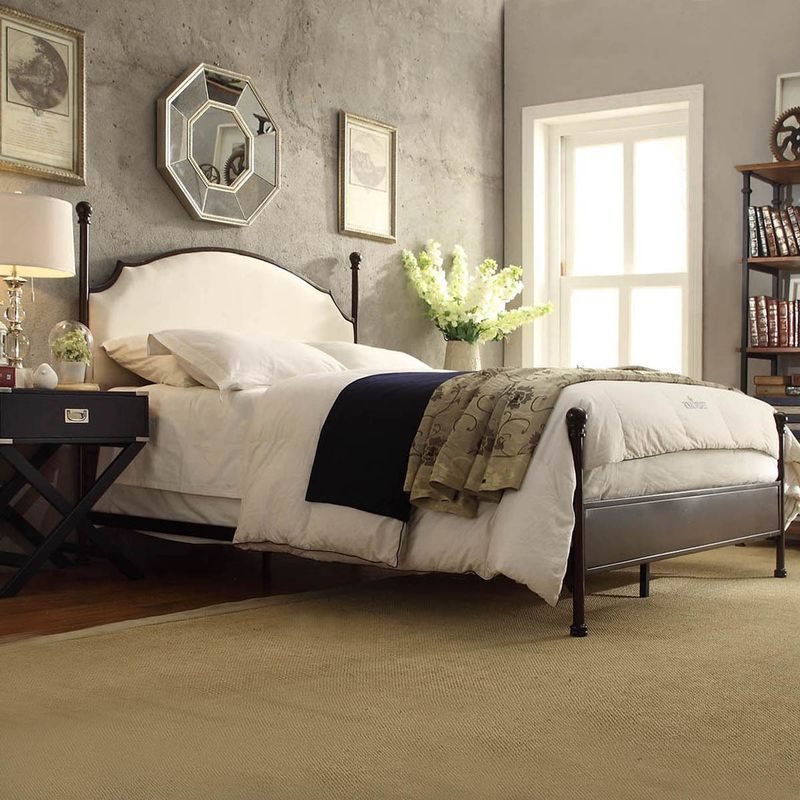Andover Cream Curved Top Cherry Brown Metal Poster Bed by iNSPIRE Q Classic - Andover TWIN Bed