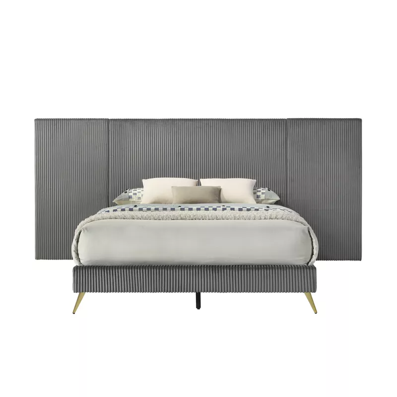 ACME Muilee Queen Bed , Gray Fabric