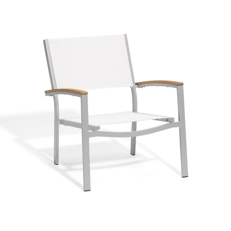 Oxford Garden Travira White Chat Chair (Set of 4) - Aluminum, White, Natrual