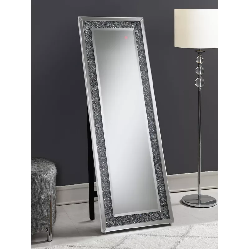 Carisi Rectangular Standing Mirror with LED Lighting Silver