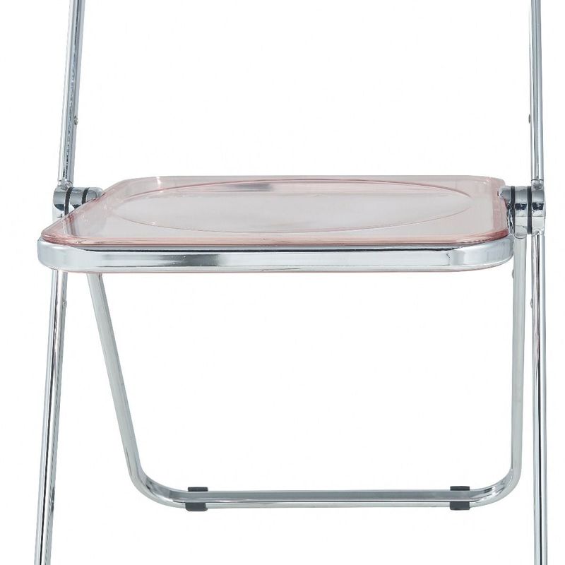 LeisureMod Lawrence Acrylic Folding Chair With Metal Frame - 30" - Transparent Black