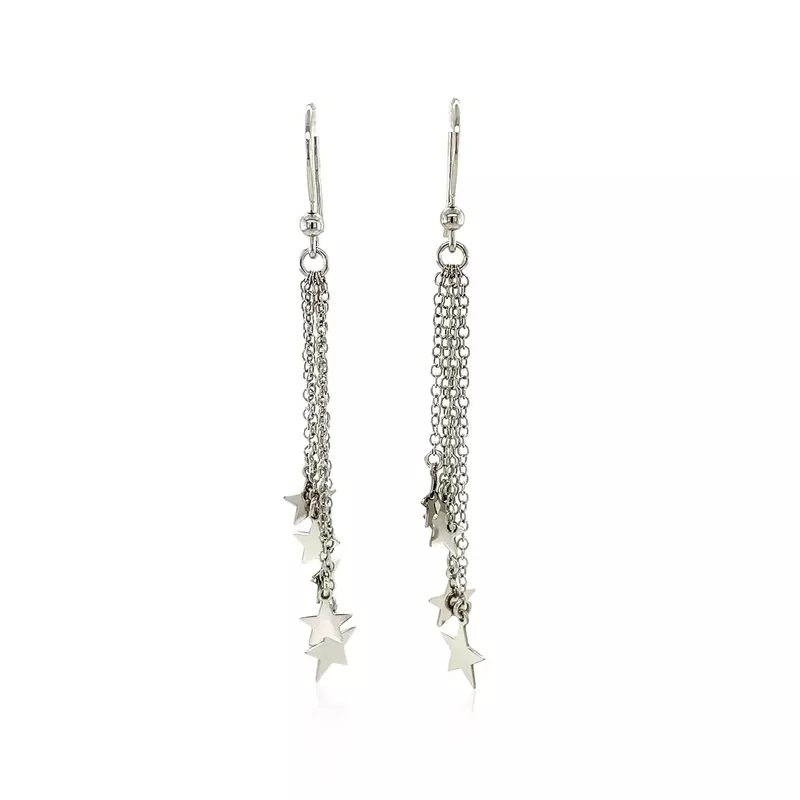 Sterling Silver Tassel Earrings with Polished Stars