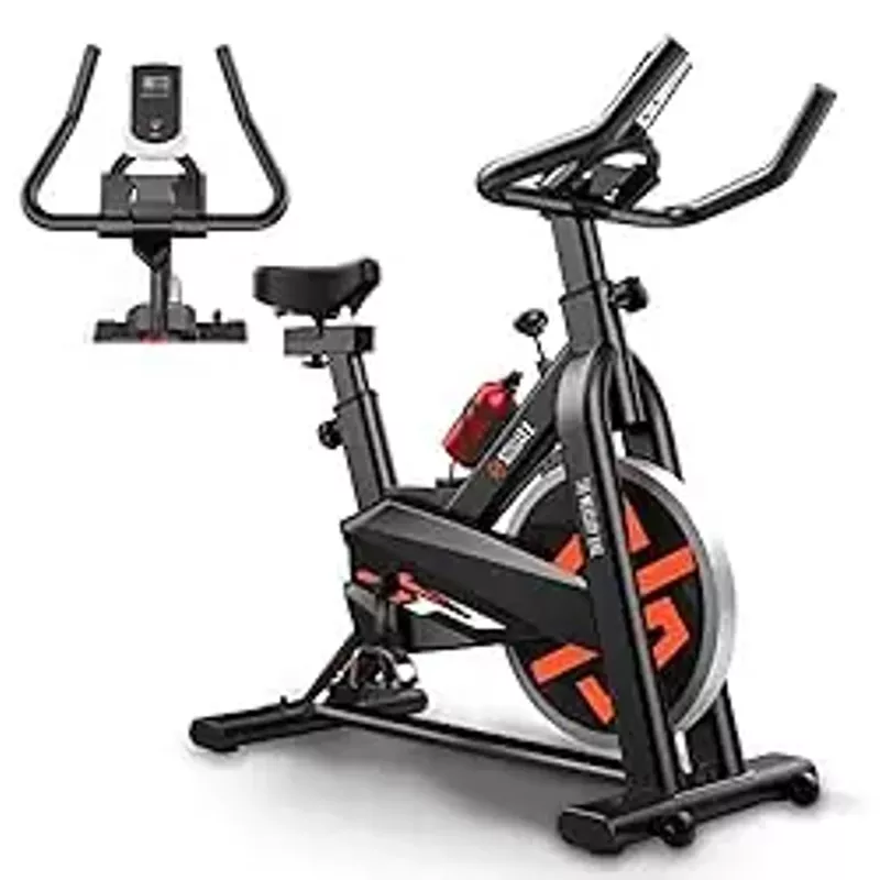 SQUATZ Stationary Exercise Bike with 8 Resistance Settings - Indoor Cycling Bike for Home, Exercise Equipment with Screen, Workout Spin Cycle, Phone Holder - Max Weight 275lbs