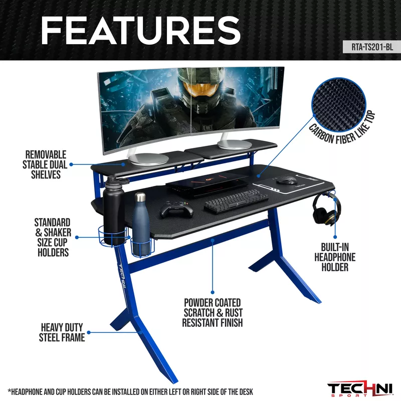 Blue Stryker Gaming Desk, Blue