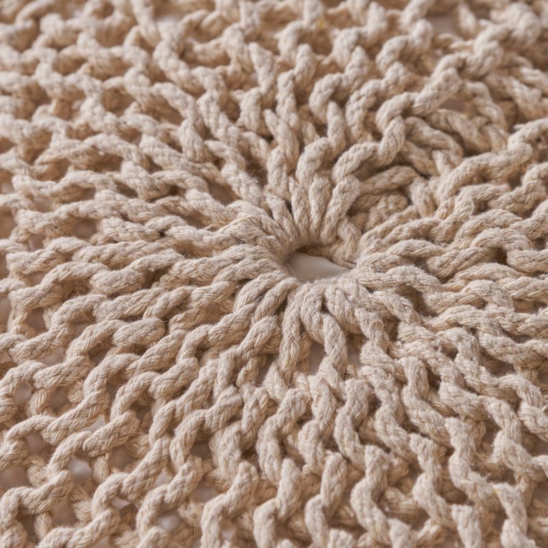 Hershel Knitted Cotton Pouf by Christopher Knight Home - Beige