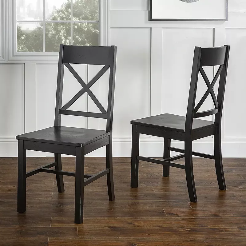 Walker Edison - Modern Farmhouse X-Back Dining Chairs, Set of 2 - Antique Black