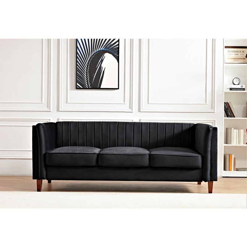 Line Tufted Square Design 2 Pieces Livingroom Sets - Black