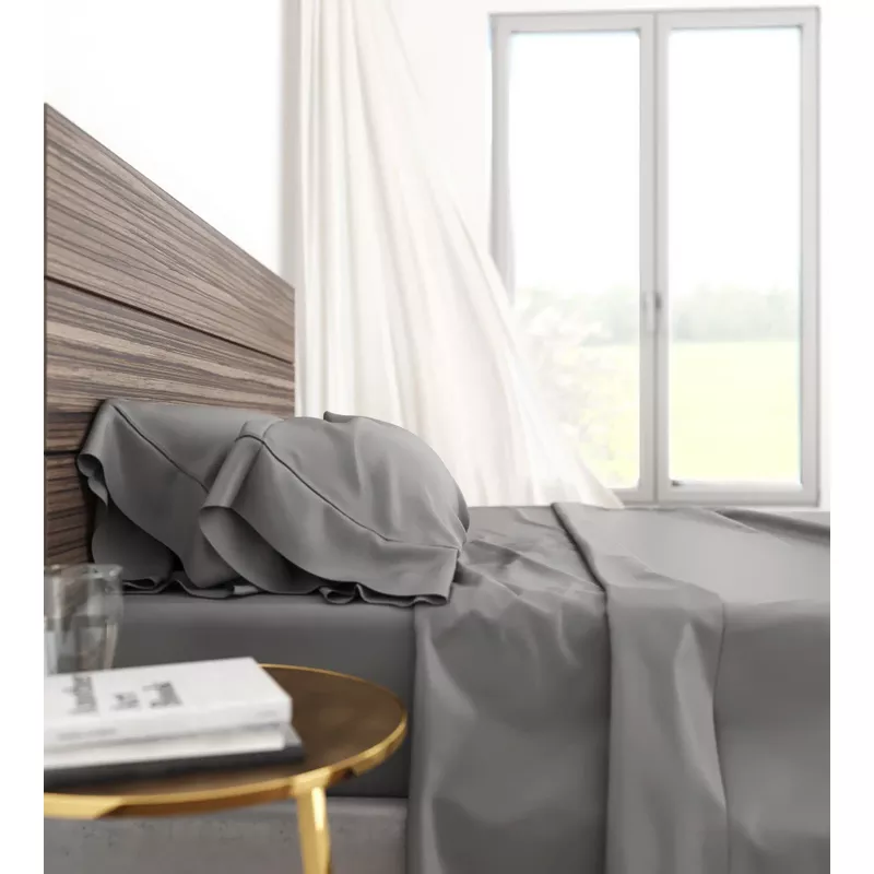 FlexSleep Bamboo Cotton Grey Sheets King Split