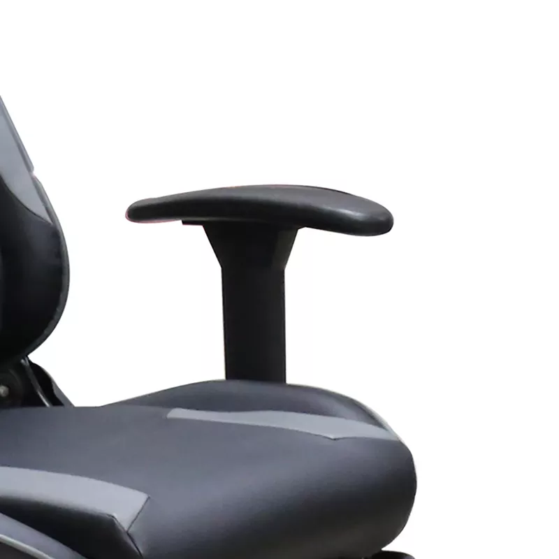 Finn PU Leather Ergonomic Massage Height Adjustable Office Gaming Chair in Black/Grey w/ Footrest