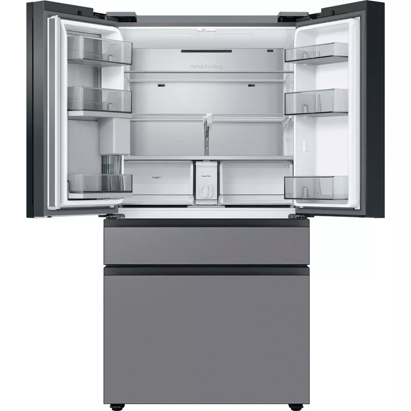 Samsung - BESPOKE 29 cu. ft. 4-Door French Door Smart Refrigerator with Beverage Center - Stainless Steel