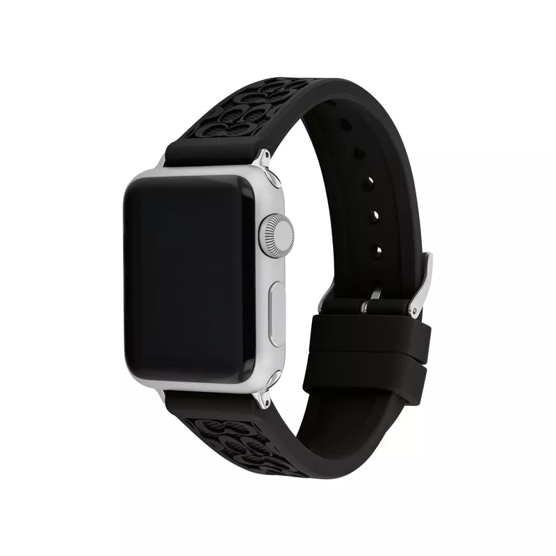 Coach - Black Rubber Apple Watch Strap w/ "C" Logos 38mm & 40mm