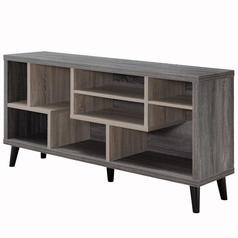 Furniture of America Kirill Mid-Century Modern 60-inch Two-tone TV Stand - n/a - Distressed Grey & Light Oak