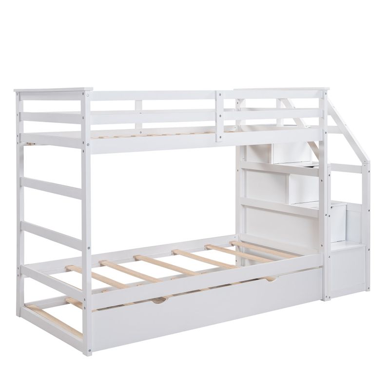 Nestfair Twin-Over-Twin Bunk Bed with Twin Size Trundle - Natural