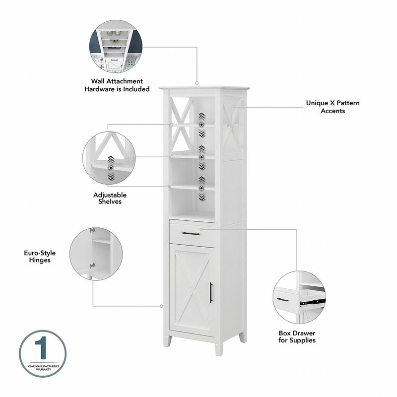 Rent to own Key West Tall Narrow Bookcase Cabinet by Bush Furniture ...