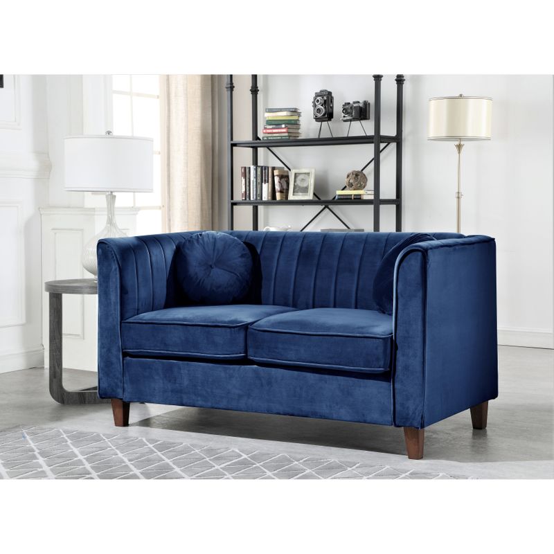 Lowery velvet Kitts Classic Chesterfield Living room seat-Loveseat and Sofa - Dark Blue