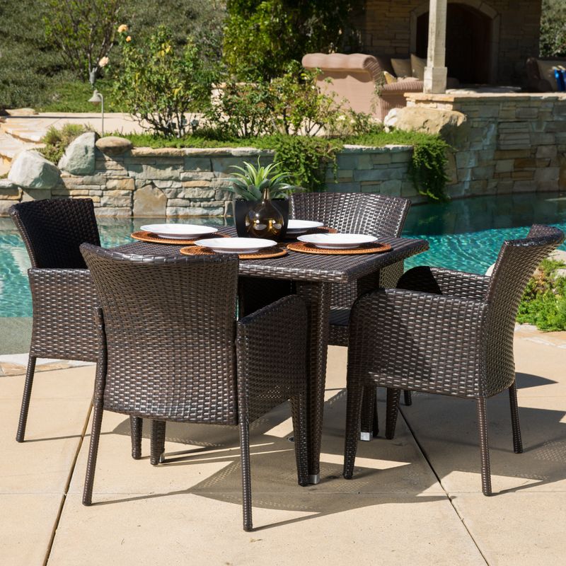 Anaya Outdoor 5-piece Wicker Dining Set by Christopher Knight Home - Multi-Brown