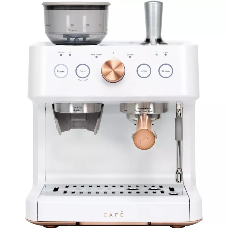 Café - Bellissimo Semi-Automatic Espresso Machine with 15 bars of pressure, Milk Frother, and Built-In Wi-Fi - Matte White