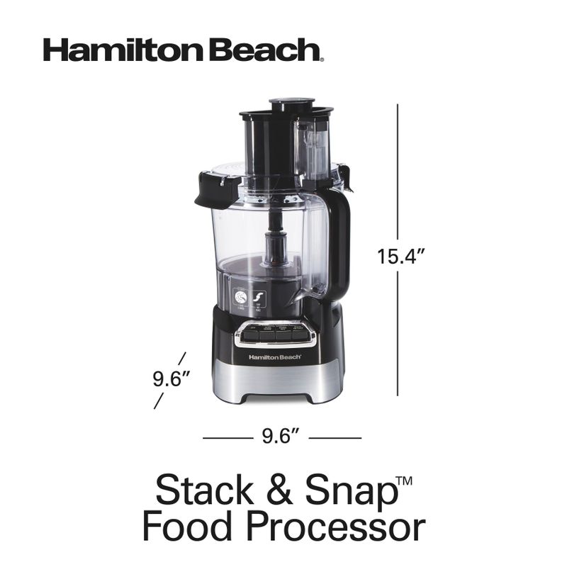 Hamilton Beach Stack & Snap 10 Cup Food Processor - Black