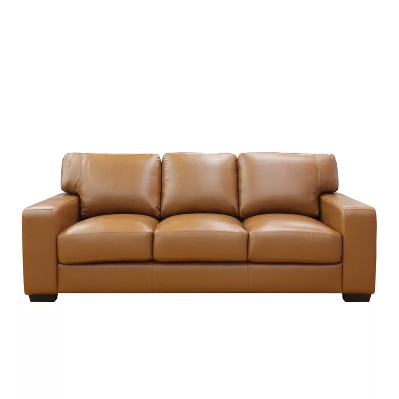 Bordeaux 88 in. Tan Leather Match 3-Seater Sofa with Large Track Arms
