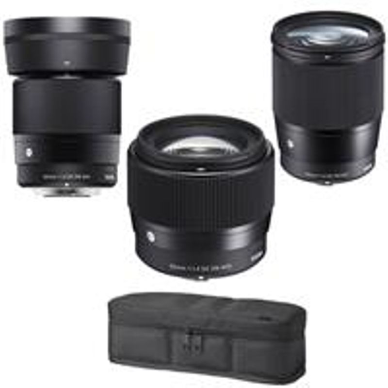 Sigma f/1.4 DC DN Contemporary 3 Lens Bundle for Canon EF-M, 16mm, 30mm, 56mm Lenses