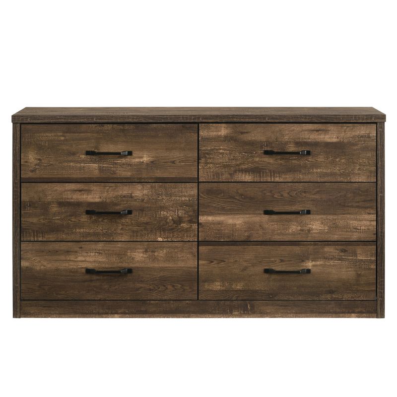 Furniture of America Greer Walnut 6-Drawer Dresser with USB Ports - Walnut - 6-drawer