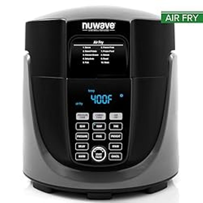 NuWave Duet Electric Pressure Cooker & Air Fryer Combo, 450 IN 1 Slow Cooker & Grill with Integrated Digital Temp Probe, 6qt SS Pot,...