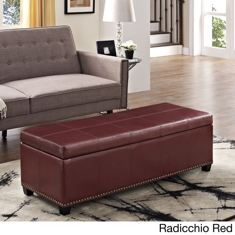 WYNDENHALL Stanford 48 inch Wide Transitional Rectangle Storage Ottoman - Radicchio Red
