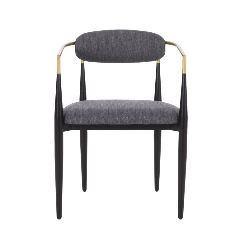 Elmore  Fabric Upholstered Iron Dining Chairs (Set of 2) by Christopher Knight Home - Charcoal/ Black/ Gold