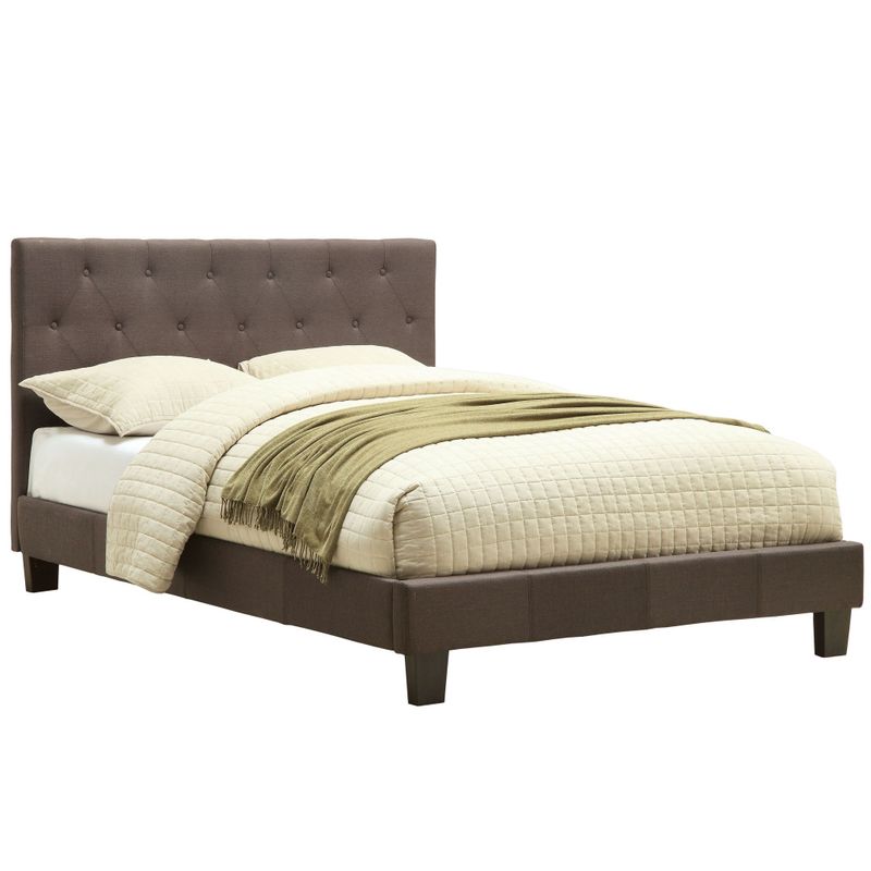 Furniture of America Perdella Padded Fabric Low Profile Platform Bed - Queen - Ivory