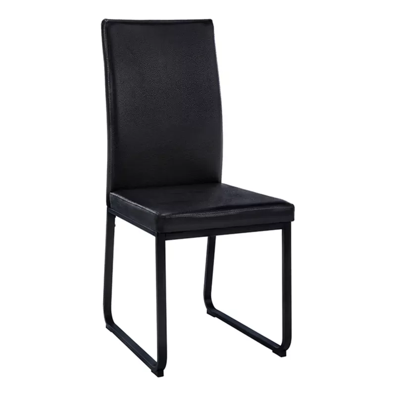 Dining Chair/ Set Of 2/ Side/ Upholstered/ Kitchen/ Dining Room/ Pu Leather Look/ Metal/ Black/ Contemporary/ Modern