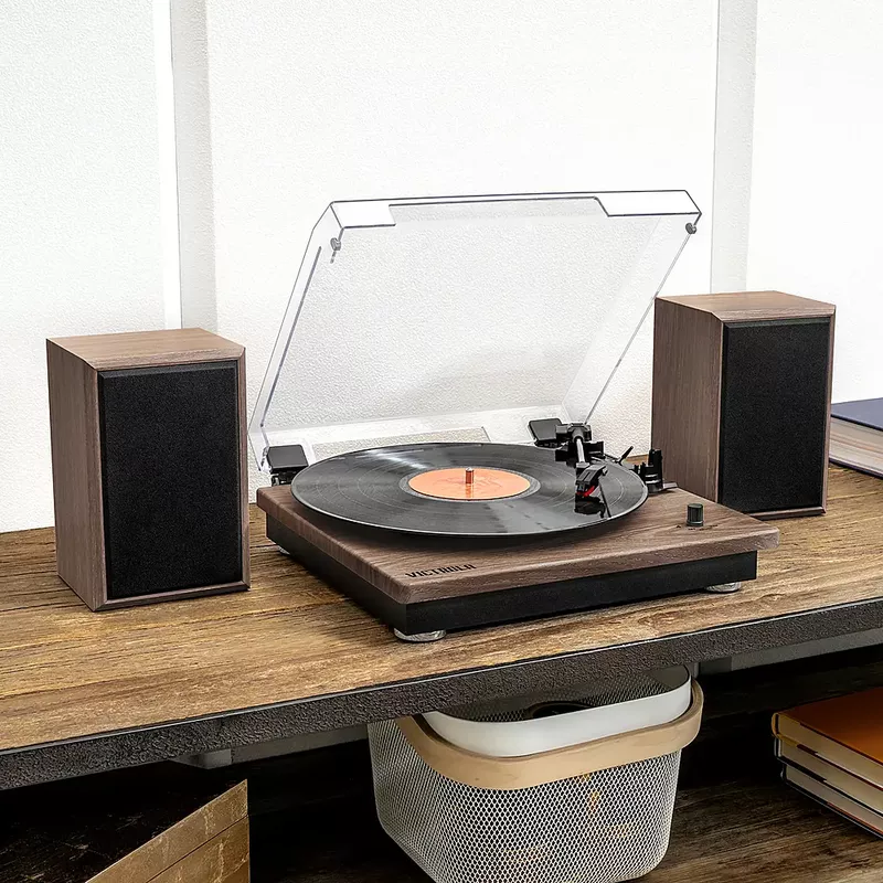 Victrola - Montauk Bluetooth Turntable System - Farmhouse Walnut