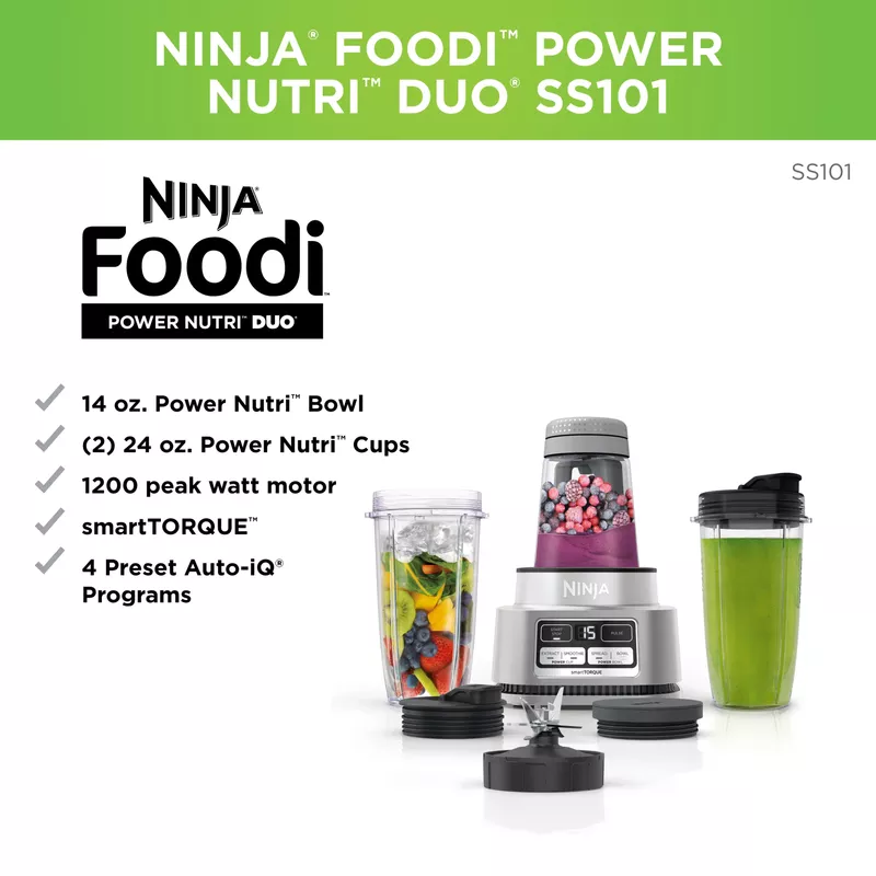 Ninja - Foodi Power Nutri Duo Single Serve Blender w/ smartTORQUE