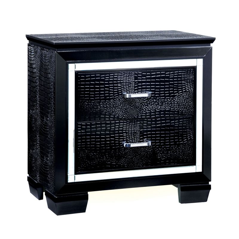Furniture of America Tallone Contemporary Crocodile Textured 2-drawer Nightstand - Black