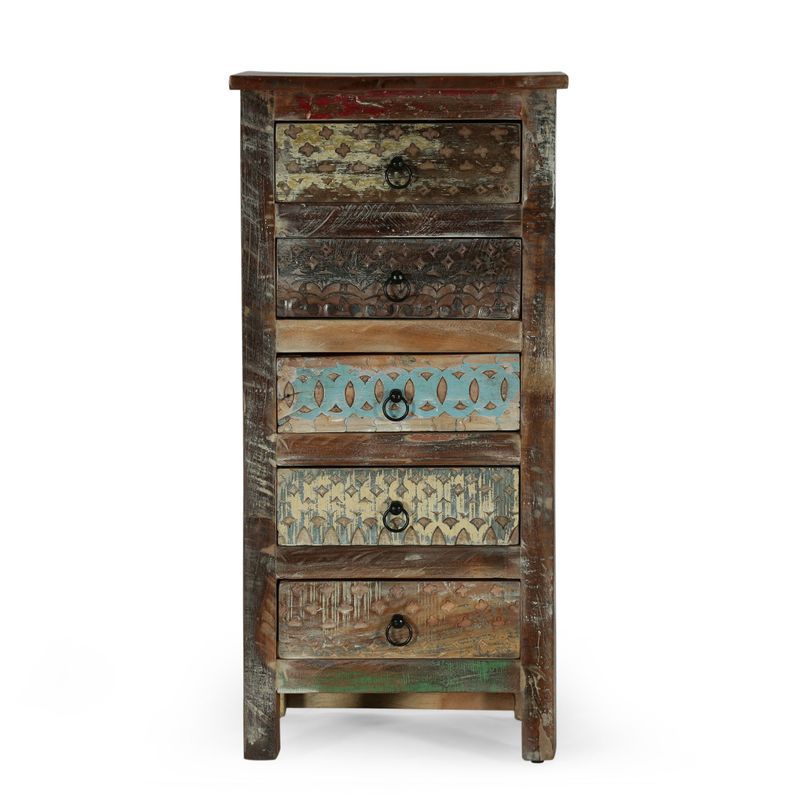 Swint Boho Handcrafted 5 Drawer Chest by Christopher Knight Home - 20.00" W x 16.00" D x 41.00" H - 20.00" W x 16.00" D x 41.00" H -...