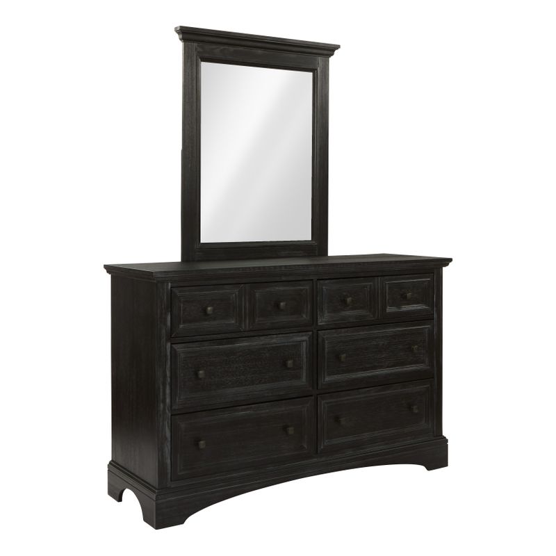 INSPIRED by Bassett Farmhouse Basics King Bedroom Set with 2 Nightstands, 1 Dresser and 1 Mirror