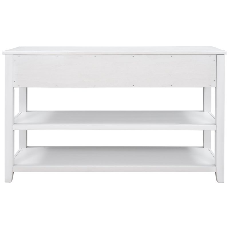 Nestfair Solid Wood Console Table with Three Top Drawers and Two Open Shelves - Beige