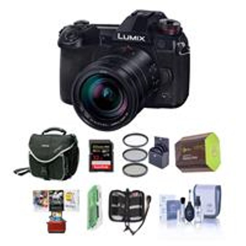Panasonic Lumix G9 Mirrorless Camera, Black with Lumix G Leica DG Vario-Elmarit 12-60mm F/2.8-4.0 Lens - Bundle With 32GB SDHC U3 Card,...