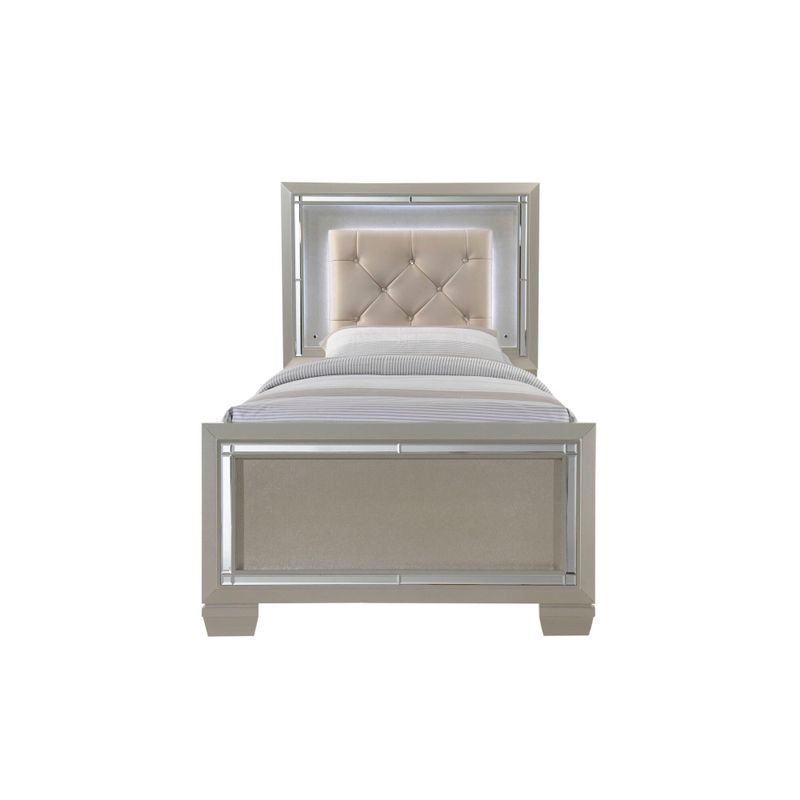 Silver Orchid Odette Glamour Youth Twin Platform 4-piece Bedroom Set - Champagne