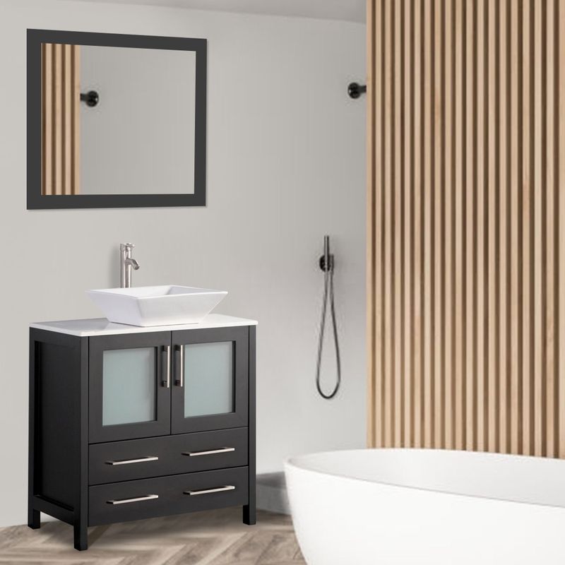 Vanity Art 30-Inch Single Quartz Sink Bathroom Vanity Set - White