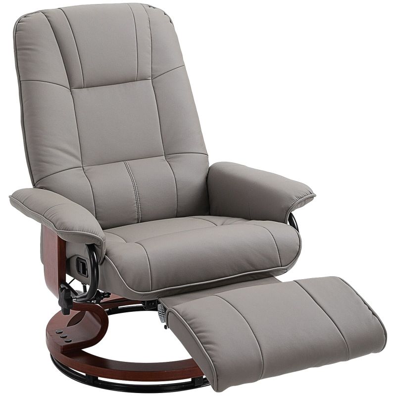 HomCom Faux Leather Adjustable Manual Swivel Base Recliner Chair with Comfortable and Relaxing Footrest - Black