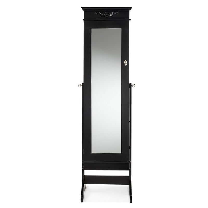 Vickers Contemporary Black Floor Standing Wooden Mirror Jewelry Cabinet - Jewelry Armoire-Black