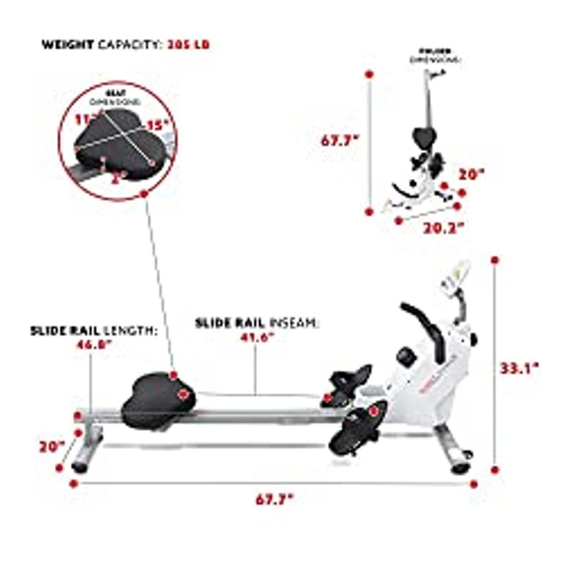Sunny Health & Fitness Smart Compact Magnetic Rowing Machine with Exclusive SunnyFit App Enhanced Bluetooth Connectivity  SF-RW521020